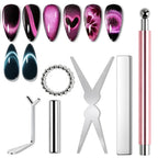 6pcs Cat Eye Nail Magnet Tool Set, French Tips Cat Eye Heart Magnets