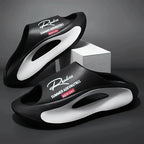 Lightweight EVA men's slide | Black and white cartoon design, exposed