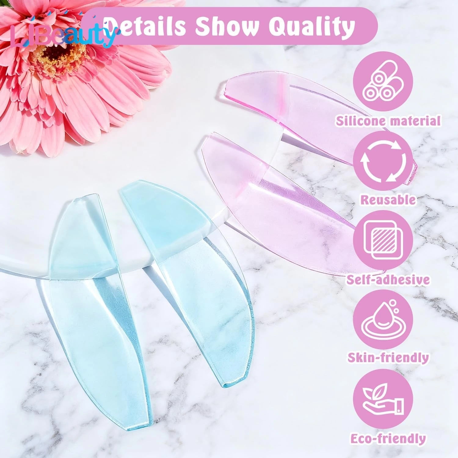 Libeauty 1 Pair Korean Lash Lift Shields Flat Reusable Self Adhesive