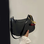 Women's PU Leather Handbag Versatile Fashion Solid Color Cherry