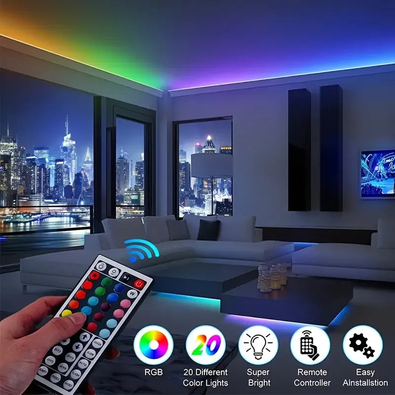 1-40M RGB LED Strip Lights USB 5V Music Sync APP & 44Key Remote