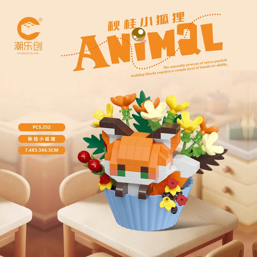 Cute dessert small animals potted bouquet cartoon doll panda puppy