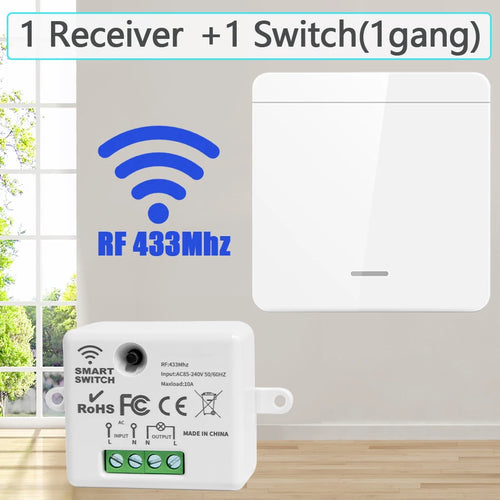 Wireless Light Wall Switch Relay Receiver RF 433Mhz 1/2/3Gang Panel