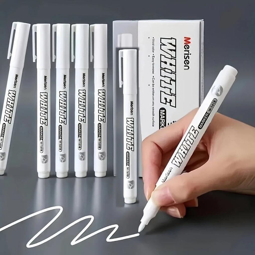 3/6pcs Waterproof White Marker Pen for Tire Painting, Fabric, Wood,
