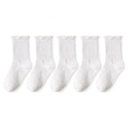 5 Pairs /Lot Socks for Women Ruffle Middle Tube Ankle Short Breathable