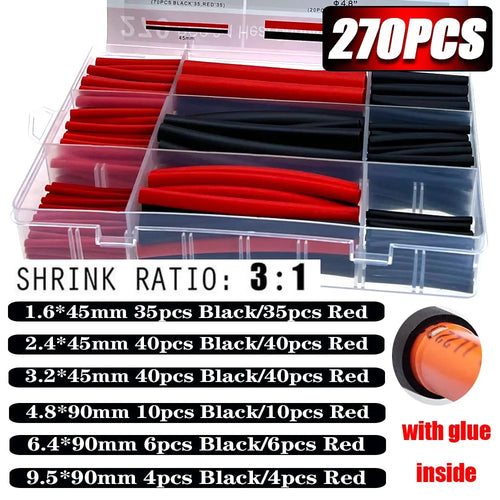 127-1060 pcs 2:1 Heat Shrink Tube Shrinking Assorted Polyolefin