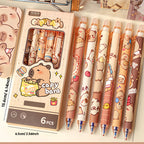 6Pcs Capybara Kawaii Gel Pen Set Cute Aesthetic Stationery