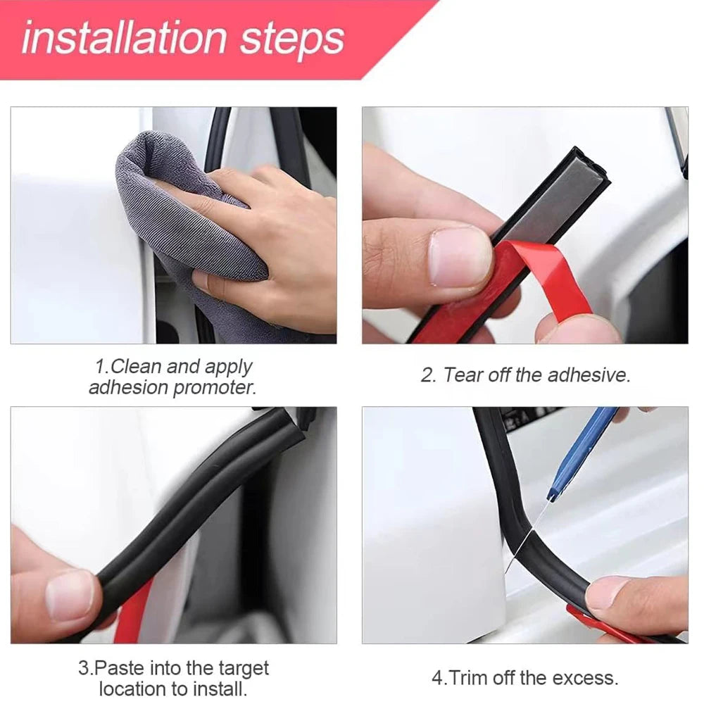 Car Door Seal Strips Sticker Weatherstrip Rubber B Shape Door Seals