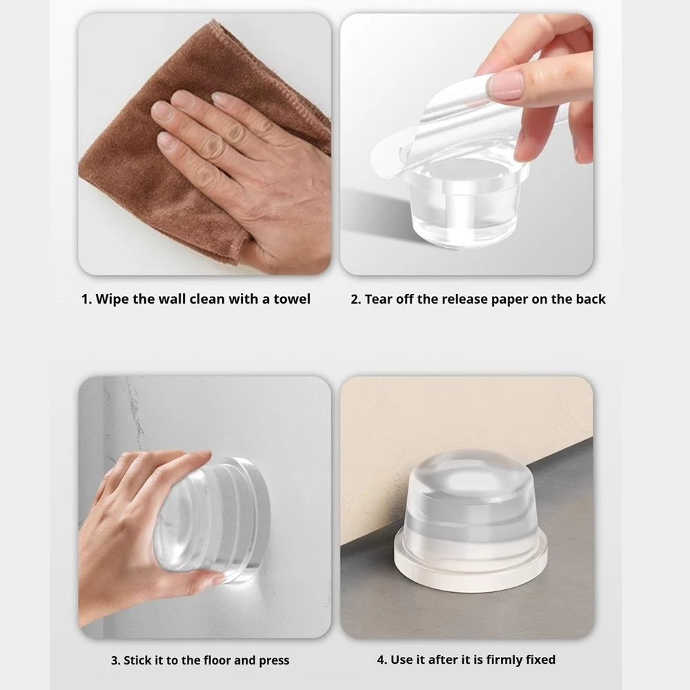 1-8Pcs Transparent Silicone Door Stopper No Drill Anti Bump Pad for
