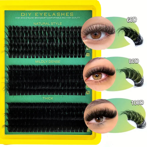 60D80D100D Thick False Eyelashes with Mixed Length, D Curl Cat-Eye