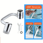 1pc 1080° Swivel Stainless Steel Faucet Extender Splashproof Dual