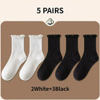 5 Pairs /Lot Socks for Women Ruffle Middle Tube Ankle Short Breathable