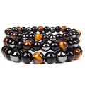 Natural Black Obsidian Hematite Tiger Eye Beads Bracelets Men for