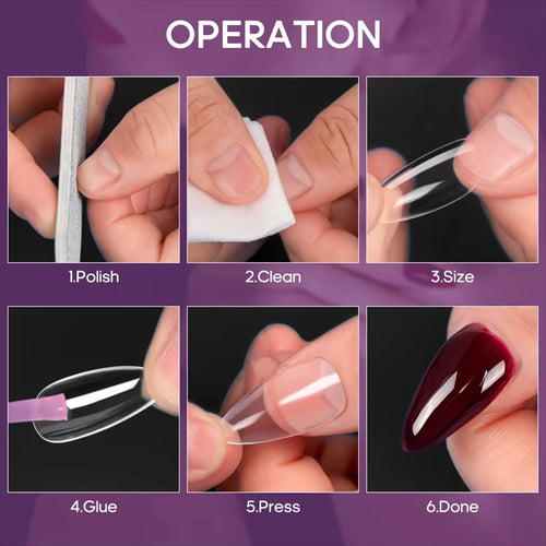 240 件 Almond False Nail Tips Clear Matt Soft Fake Nails Extension 12
