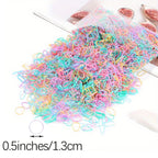 500/1000/2000pcs Girls Colourful Disposable Rubber Band Hair Ties