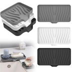 1-Pack Silicone Drain Soap Box Kitchen Bathroom Anti-slip Sink Tray