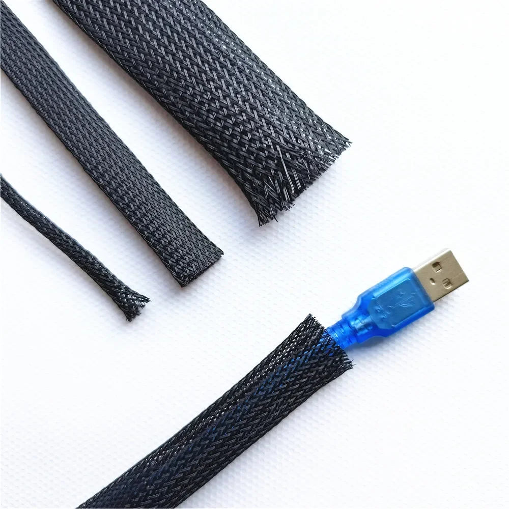 3m/9.85ft PET Expandable Braided Sleeving Flexible Wire Mesh Sleeve