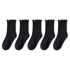 5 Pairs /Lot Socks for Women Ruffle Middle Tube Ankle Short Breathable