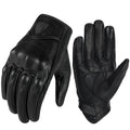 Vintage Black Leather Motorcycle Gloves Summer Men Motorbike Racing
