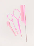 4-piece set, hair ring tool, rubber band cutter, mouse tail comb, hair
