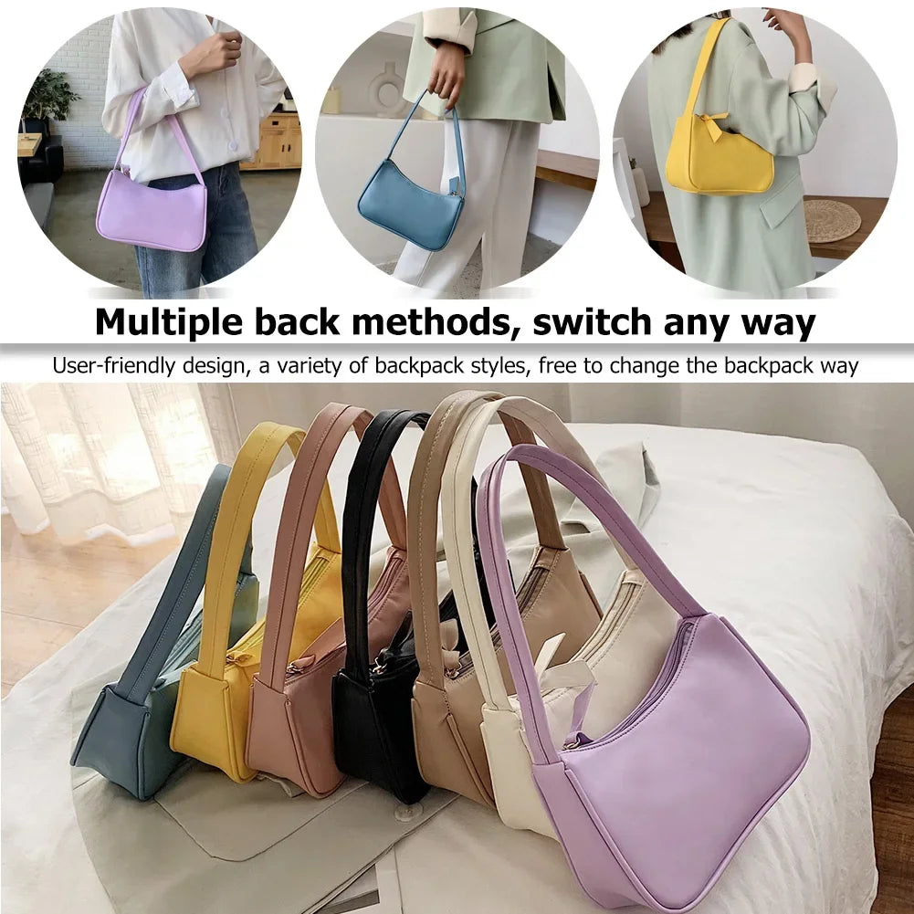 Women Fashion  Solid Shoulder Vintage Totes Bags PU Leather Travel