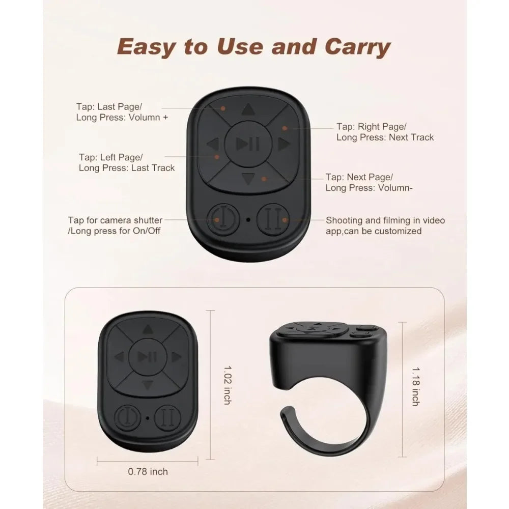 Remote Control Is Suitable for iPhone iPad Bluetooth Page Turning Ring