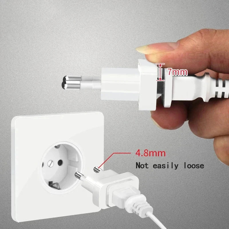 1 Pcs 4.8mm Power Plug Adapter US To EU Euro Europe Plug Power Plug
