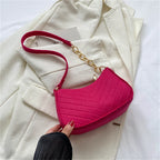 New Brand Women Retro Underarm Bag Felt Solid Color Shoulder Bag