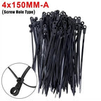 500/100PCS Screw Hole Cable Ties Reusable Fixed Nylon Cable Ties