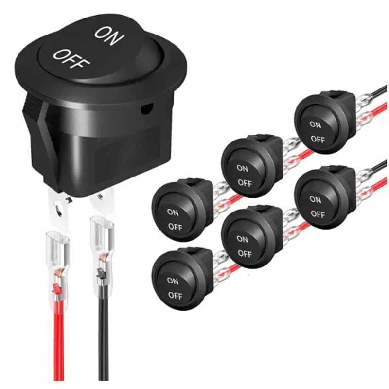 12V Round Rocker Switch AC 6A/250V 10A/125V SPST 2 Pin 2 Position