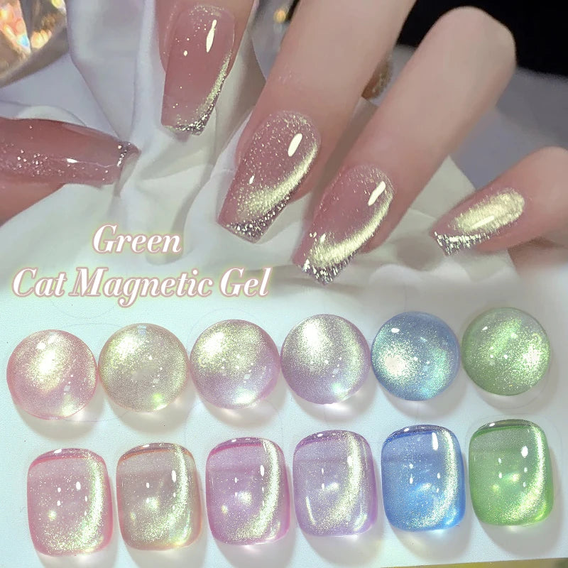 BORN PRETTY 10ml Green Cat Magnetic Gel Ultra Shine Holographic