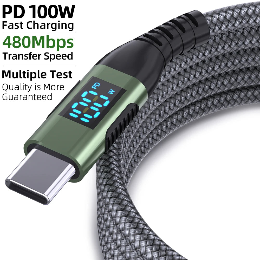 100W USB C to USB C Cable Type C PD 5A FastCharging for LED Display