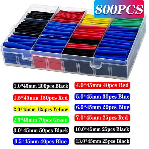 127-1060 pcs 2:1 Heat Shrink Tube Shrinking Assorted Polyolefin