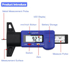 Digital Car Tyre Thickness Gauges Depth Meter For Safe Auto Tyre Tread
