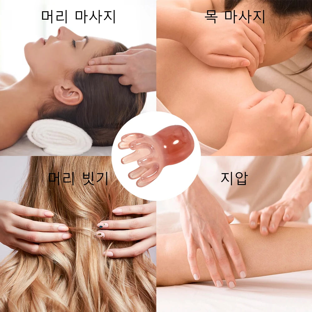 Cute Octopus Scalp Massage Comb (Resin)｜Korean Hair Care, Stress