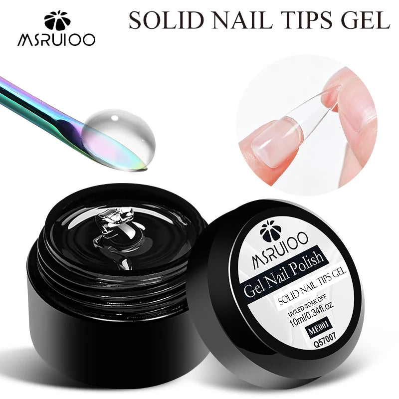 MSRUIOO 10ml Clear Solid Nail Tips Gel Long Lasting Bubble-free UV/LED