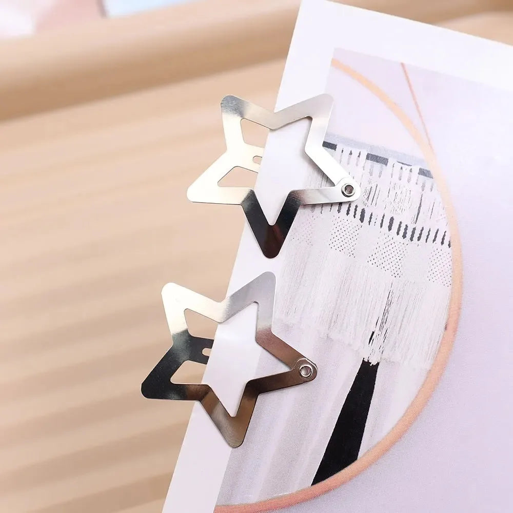 10/25/50/100/200pcs Y2K Silver Star Hair Clips for Girls Metal Snap