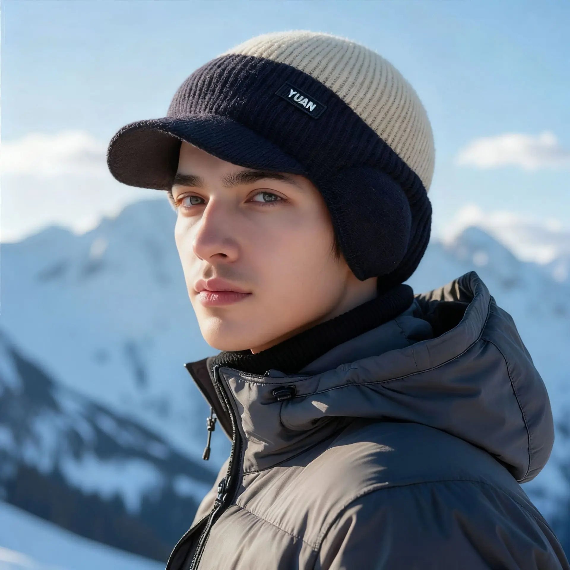 Winter velvet thickened anti cold warm woolen hat riding windproof