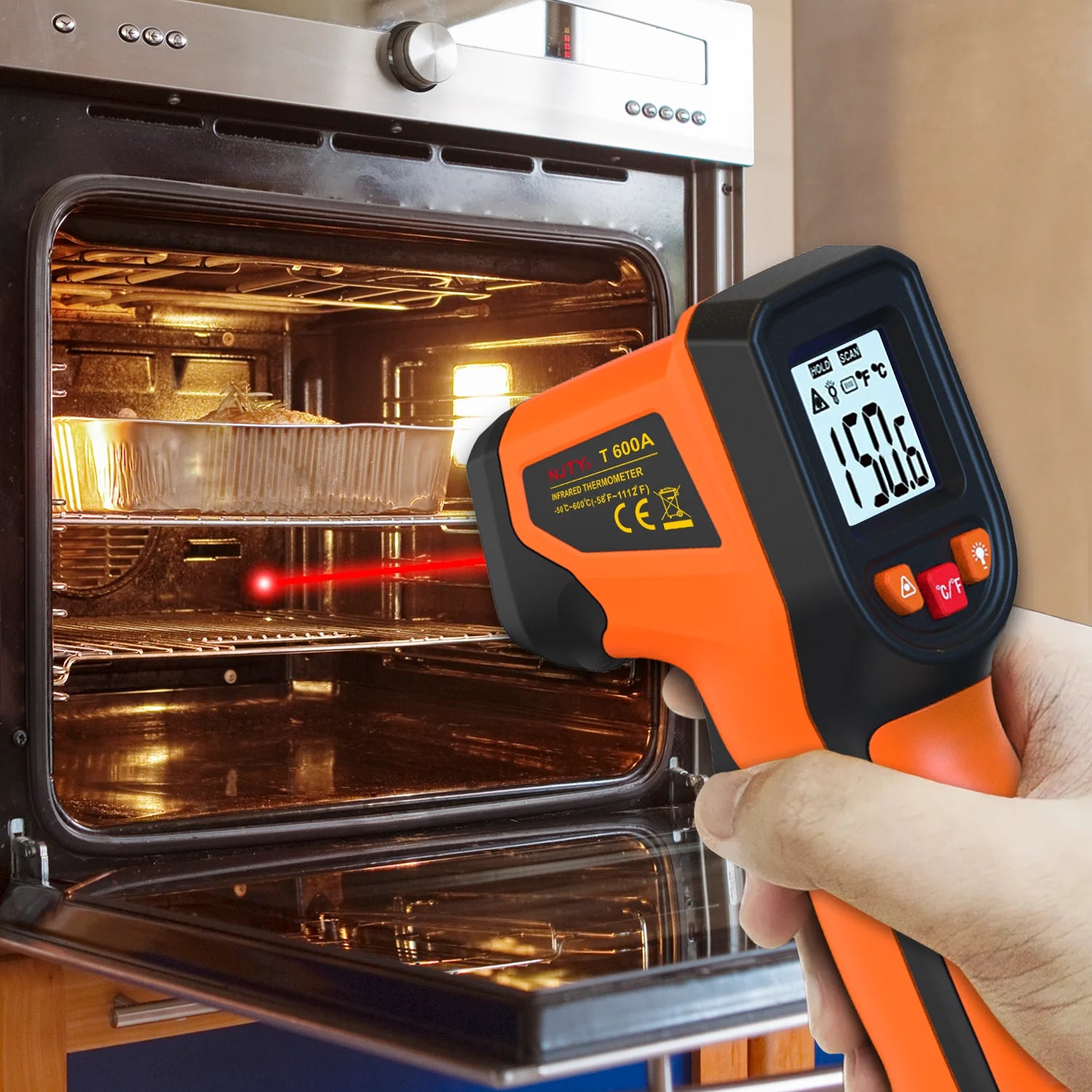 NJTY T600 T600A Digital Infrared Thermometer Gun -58°F to 1112°F (-50℃