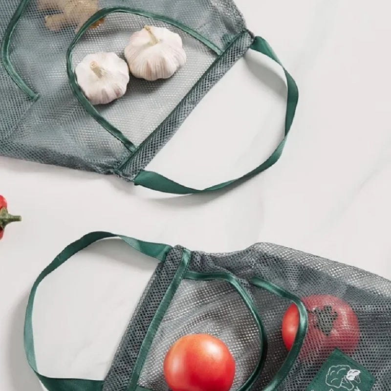 Reusable Storage Bags Kitchen Hanging Mesh Bag Home Fruit And
