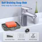 1-Pack Silicone Drain Soap Box Kitchen Bathroom Anti-slip Sink Tray