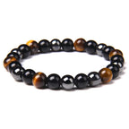 Natural Black Obsidian Hematite Tiger Eye Beads Bracelets Men for
