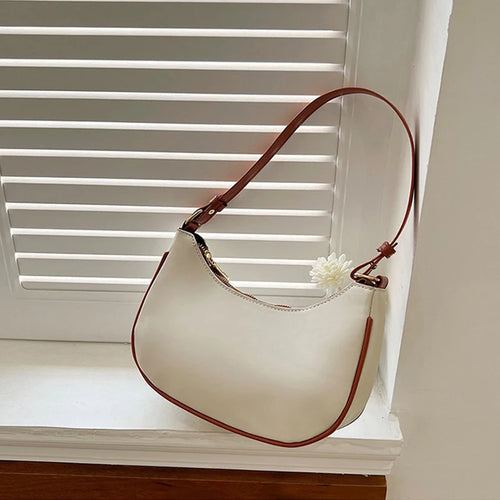 Womens Fashion Handbags Retro Solid Color Pu Leather Bag Half Simple