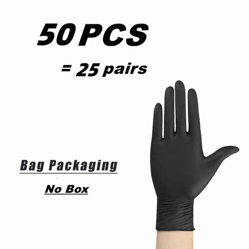 10/20/50/100PCS Black Nitrile Disposable Gloves for Work Latex Free