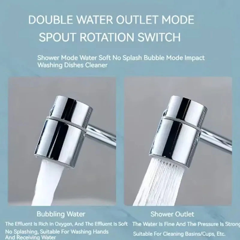 1pc 1080° Swivel Stainless Steel Faucet Extender Splashproof Dual