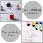 55 Pieces Stainless Steel Big Eye Hand Sewing Needles Set with