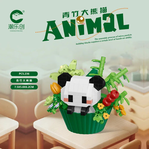 Cute dessert small animals potted bouquet cartoon doll panda puppy
