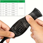 10m /32.8 Feet Pet Expandable Braided Mesh Sleeve Black Flexible Wire