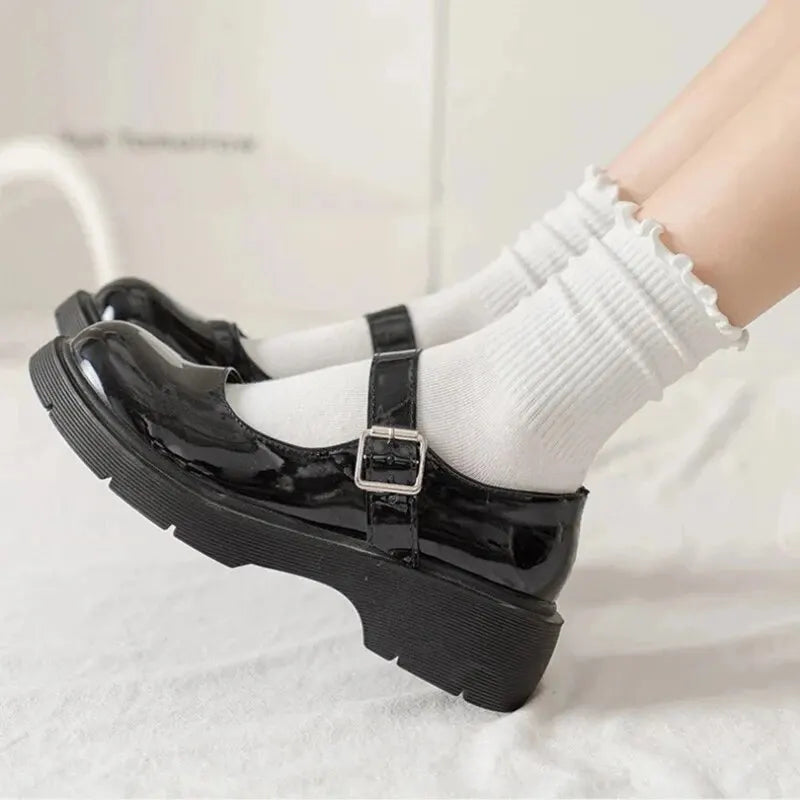 5 Pairs /Lot Socks for Women Ruffle Middle Tube Ankle Short Breathable