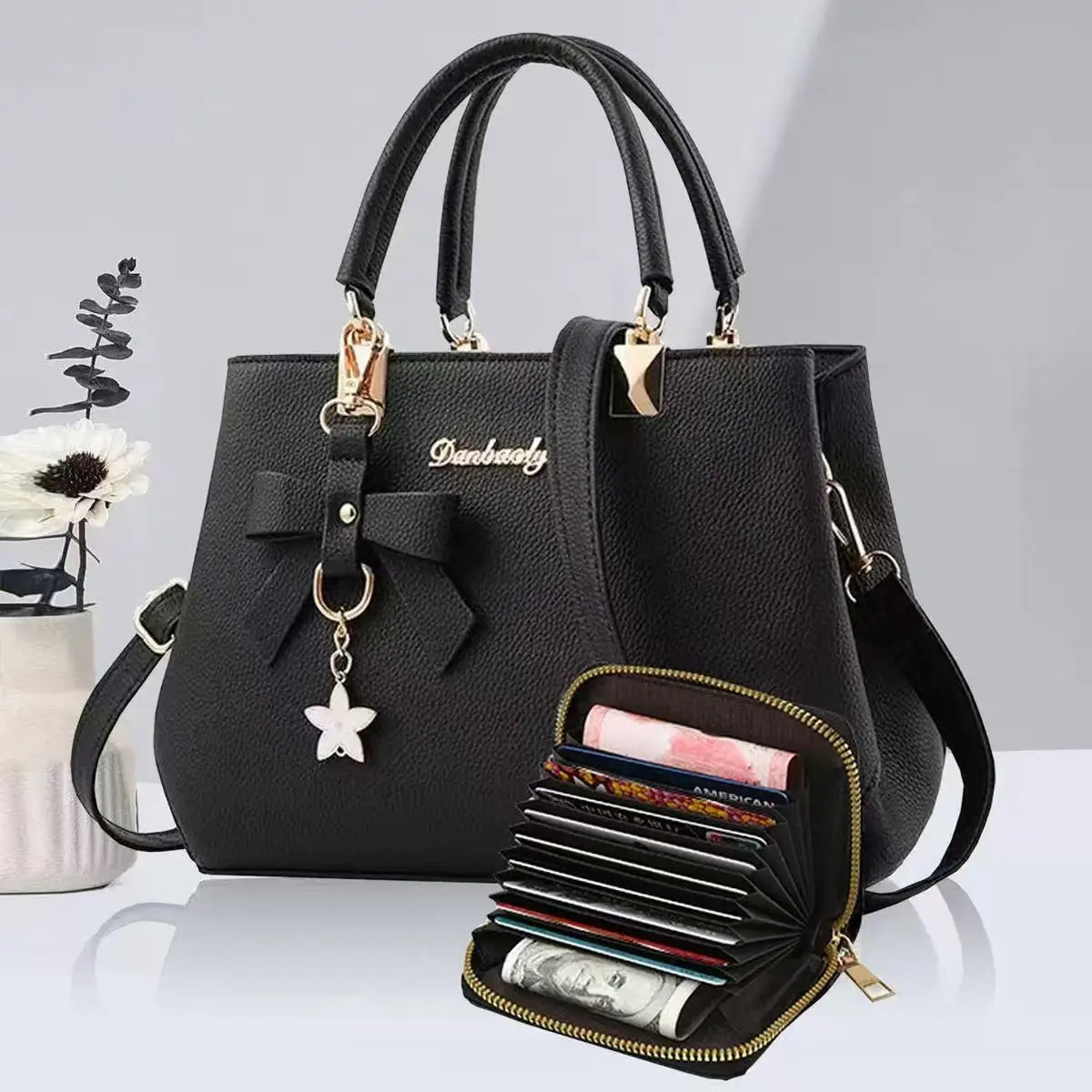 New Korean version trendy autumn and winter bow women's bag portable